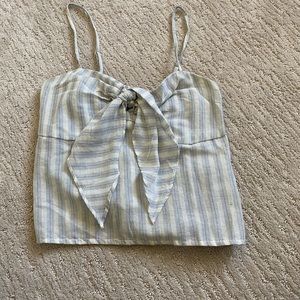Cropped blue and white tank with knot